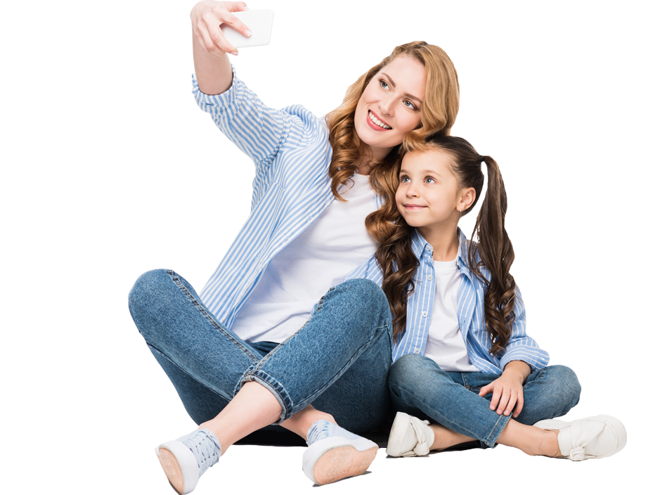 Mother and daughter taking a selfie