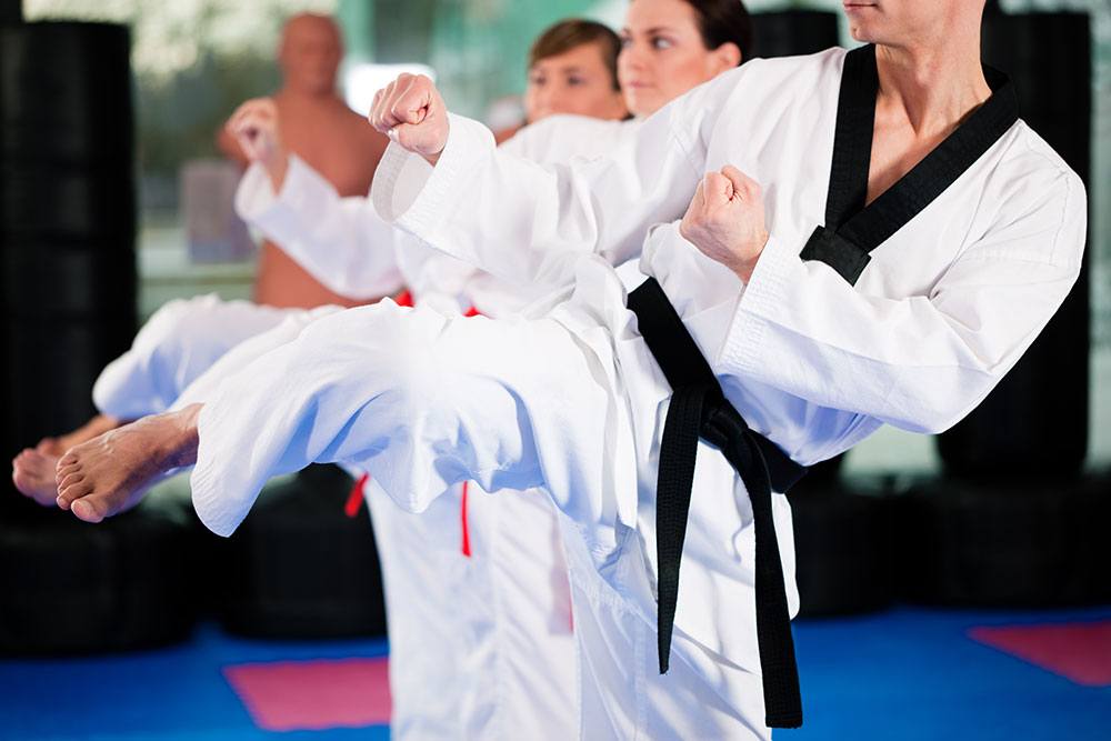 adult martial arts students training